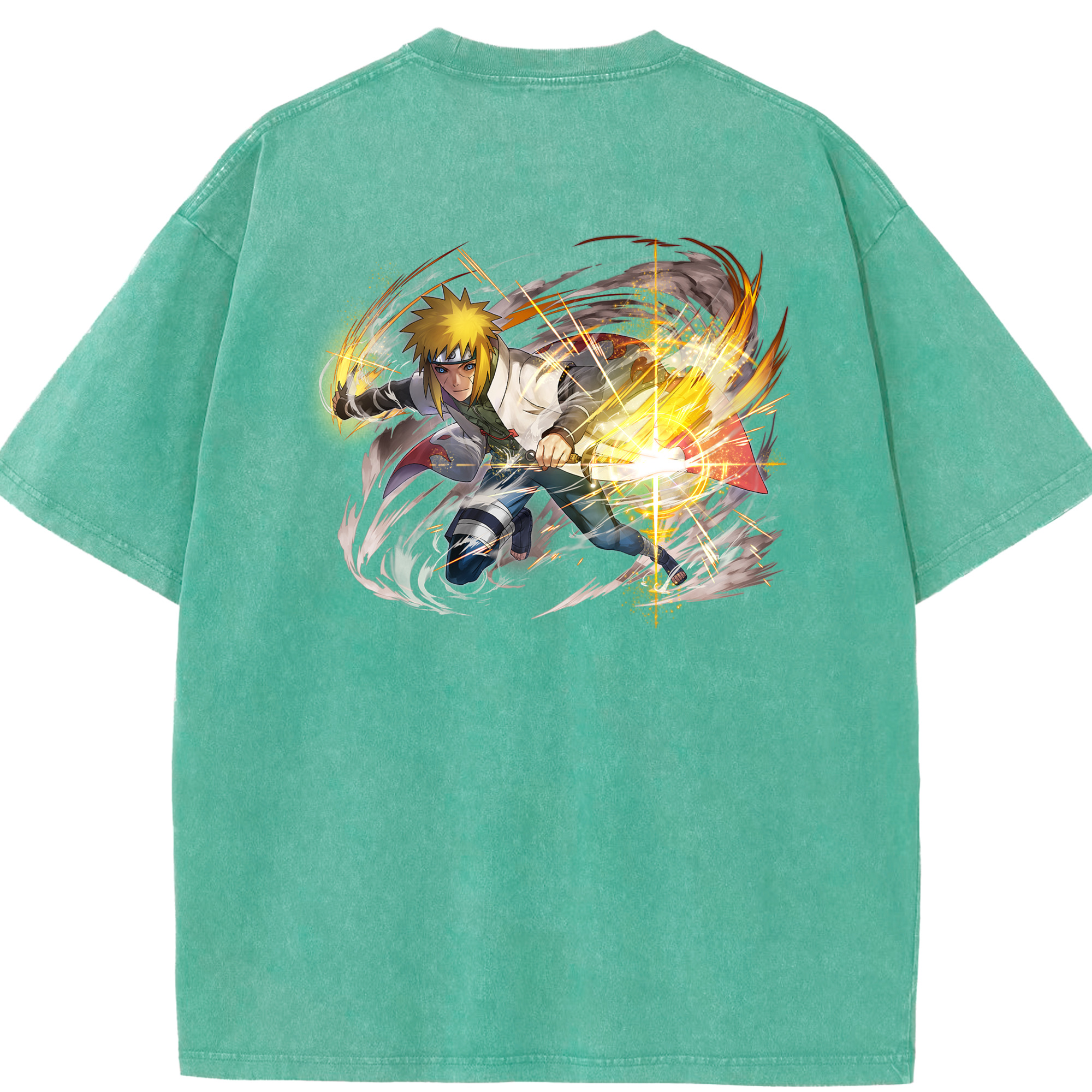 （画像用） NARUTO -ナルト- 波風 ミナト Namikaze Minato 綿100% ヴィンテージ風 半袖Tシャツ（背面プリント）
